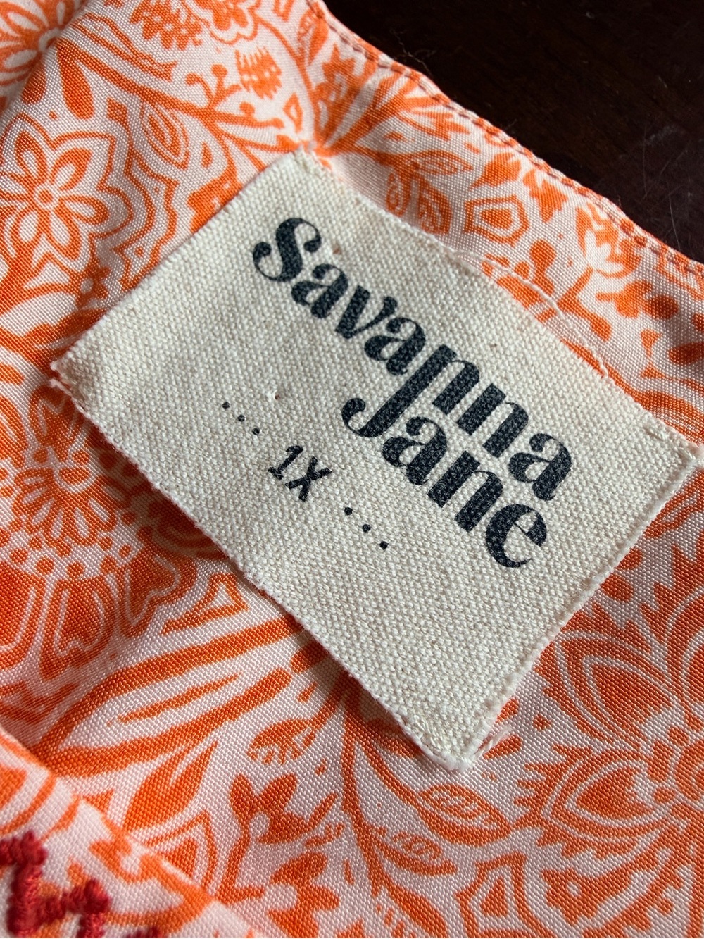 Savanna Jane 1xl orange retro art embroidery floral milkmaid fairy babydoll top - Picture 2 of 5